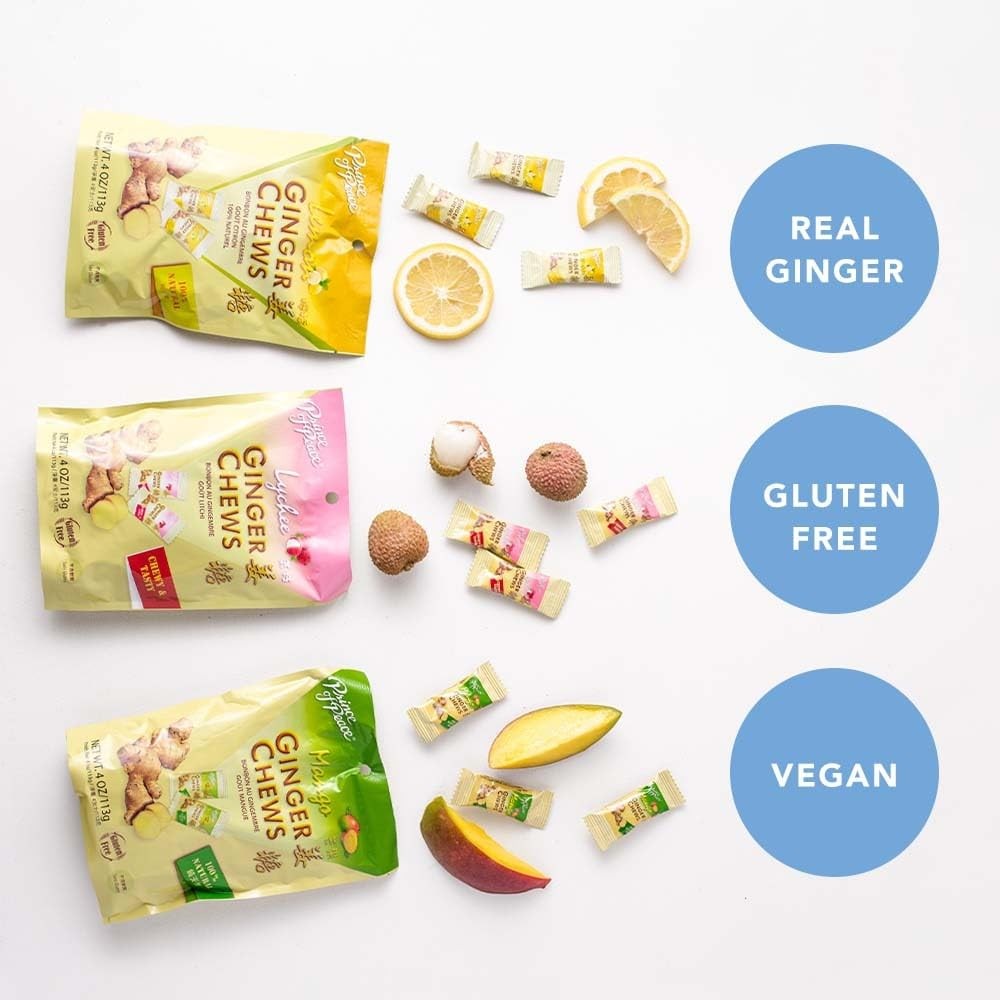 prince of peace Ginger Chews Assrted Flavors Lemon Lychee Blood Orange Mango