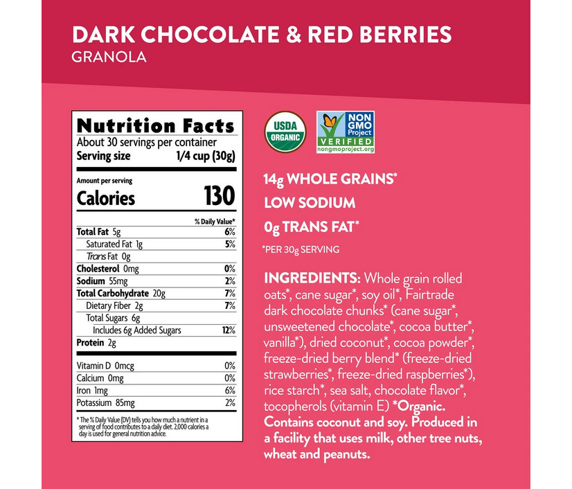 Nature ‘ s Path Love Crunch Organic Dark Chocolate & Red Berries Granola, 32 oz.