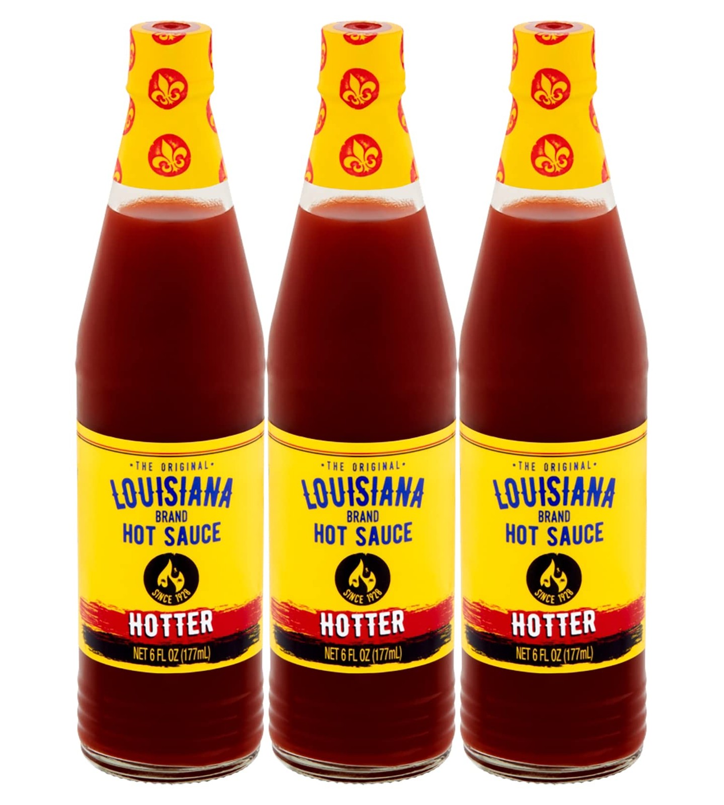 Louisiana The Perfect Hotter Hot Sauce 6 Fl Oz Pack of 3 for Heat Lovers