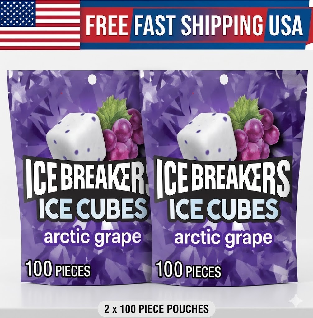 (Pack of 2) Ice Breakers Ice Cubes Arctic Grape Sugar Free Gum 8.11 oz 200 pcs