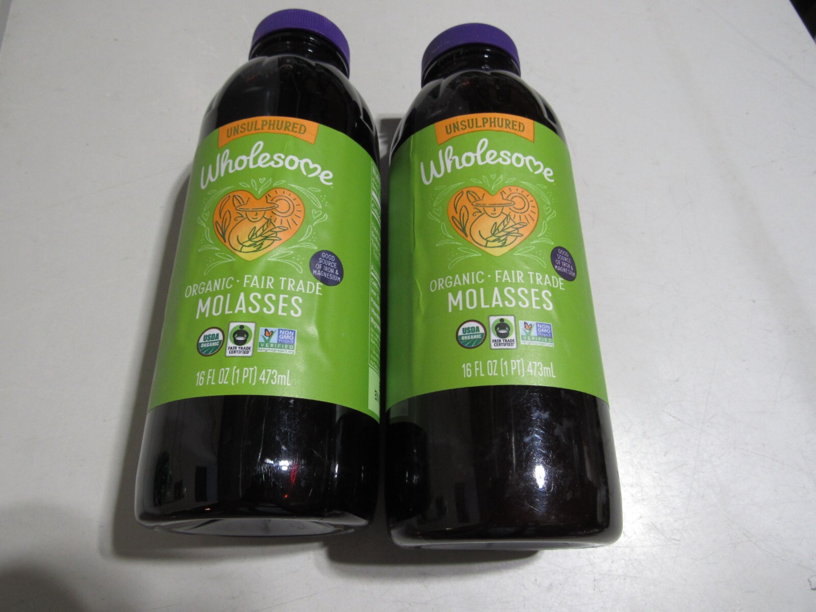 LOT 2, Wholesome Sweeteners Organic Blackstrap Molasses, Unsulphured, 16 oz