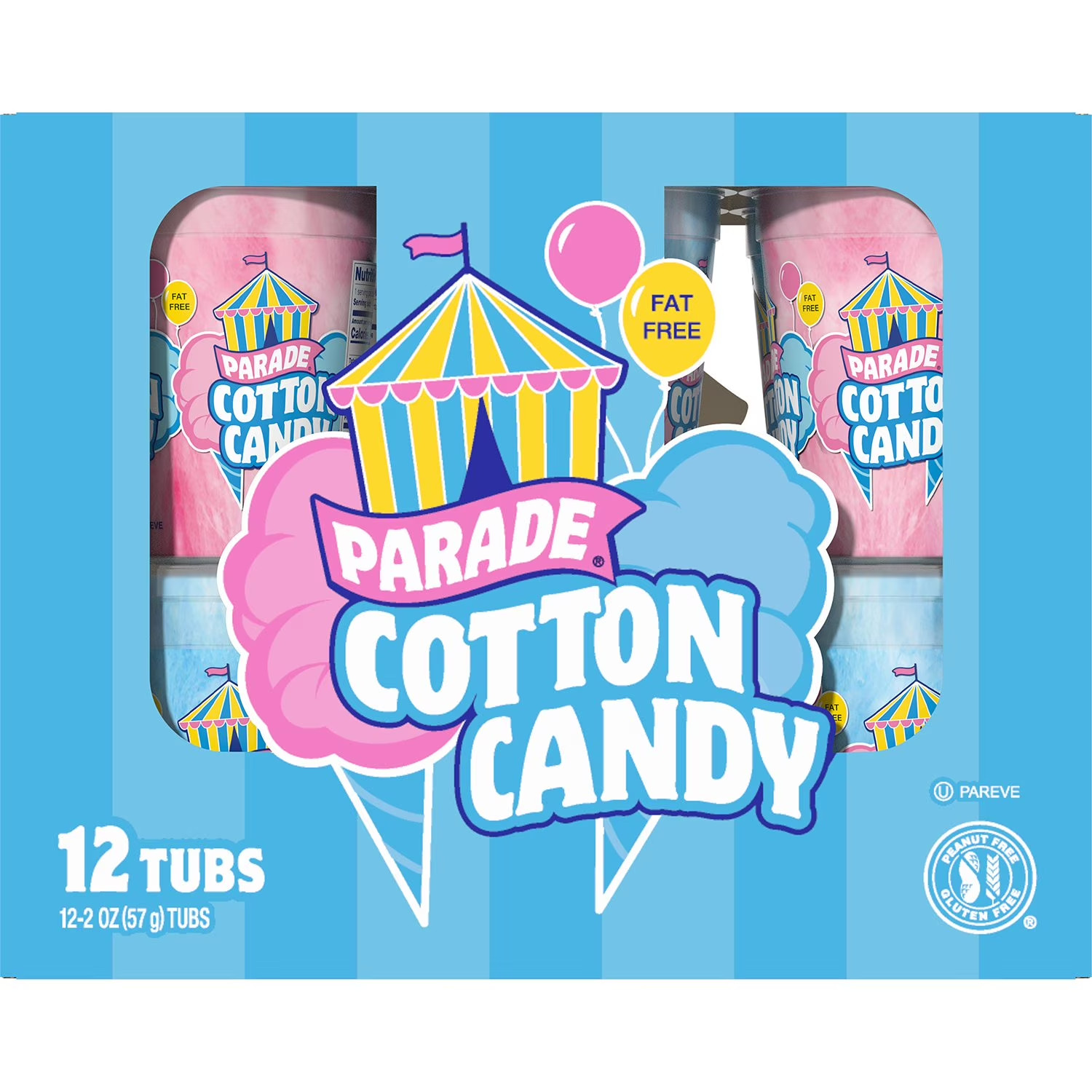Parade Cotton Candy 12 Pack Assorted Flavors Bulk Carnival Snack Treats Fresh