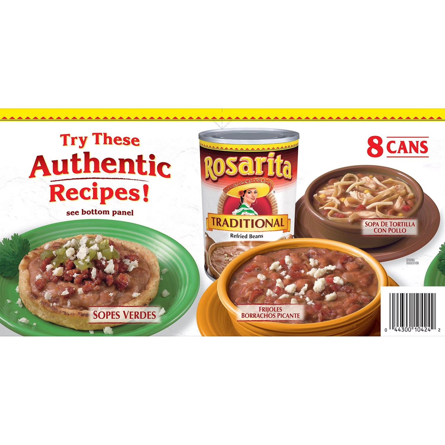 Rosarita Refried Beans 16 oz 8 Pack Mexican Style Taco Enchilada Side Dish