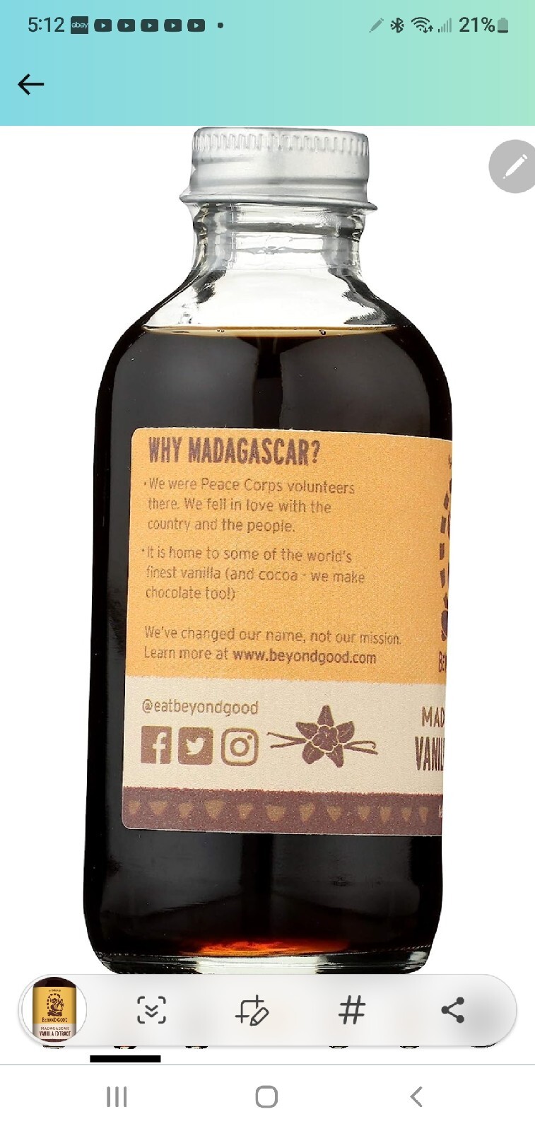 Beyond Good Pure Madagascar Vanilla Extract 4 fl oz SEALED! EXP:02/2025