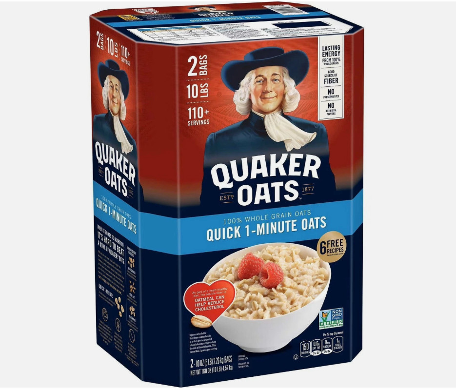 Quaker Oats Quick 1-Minute Oatmeal Non-GMO (Total 10 lbs) Free Shipping