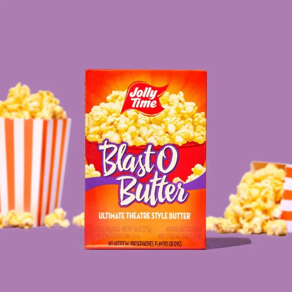 JOLLY TIME Blast O Butter Microwave Popcorn, 24 Ct (3.2 oz. Bags) Gluten-Free