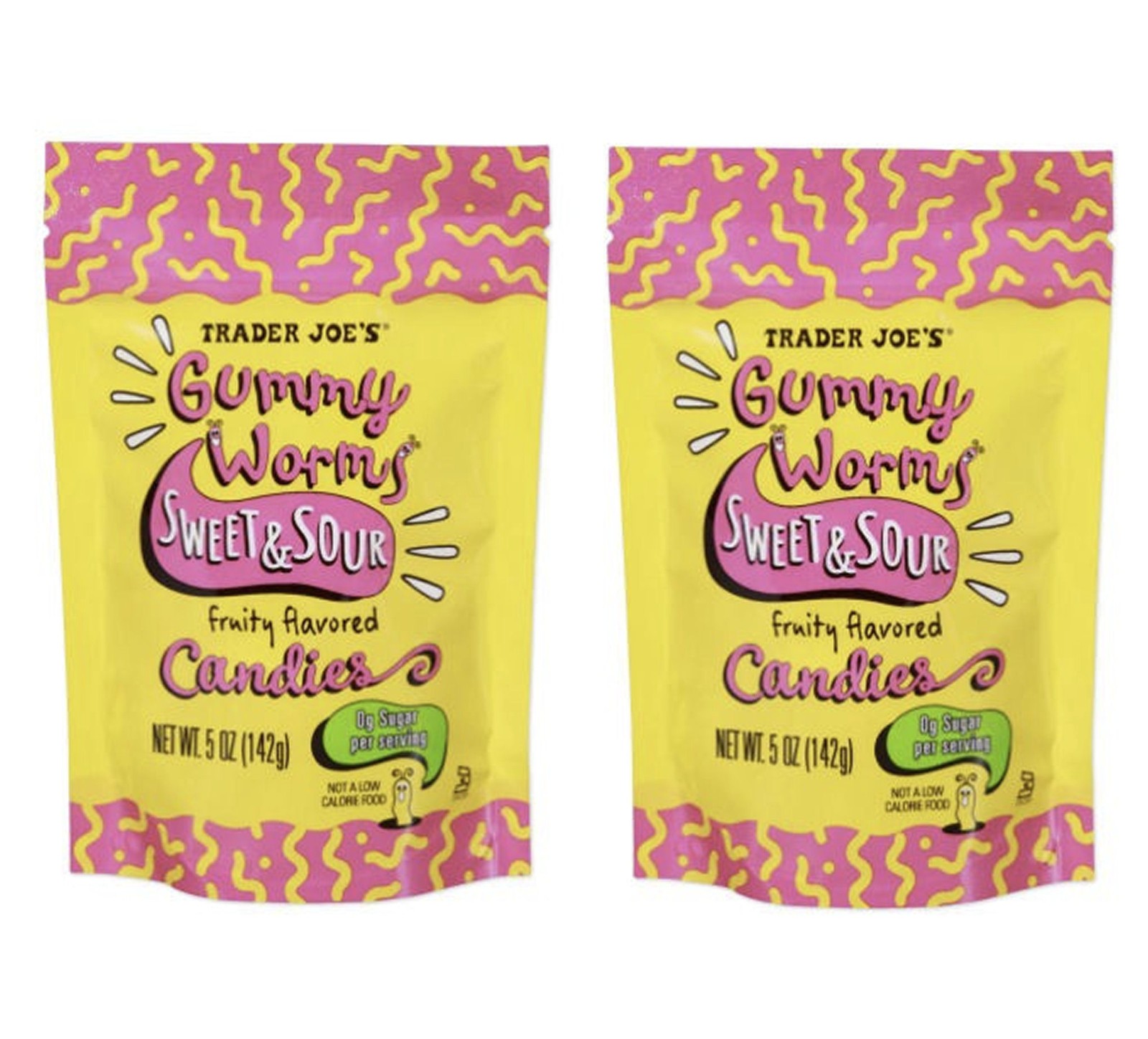 2 Pack Trader Joe’s Sweet & Sour Gummy Worms Candies 5 oz each NEW ITEM