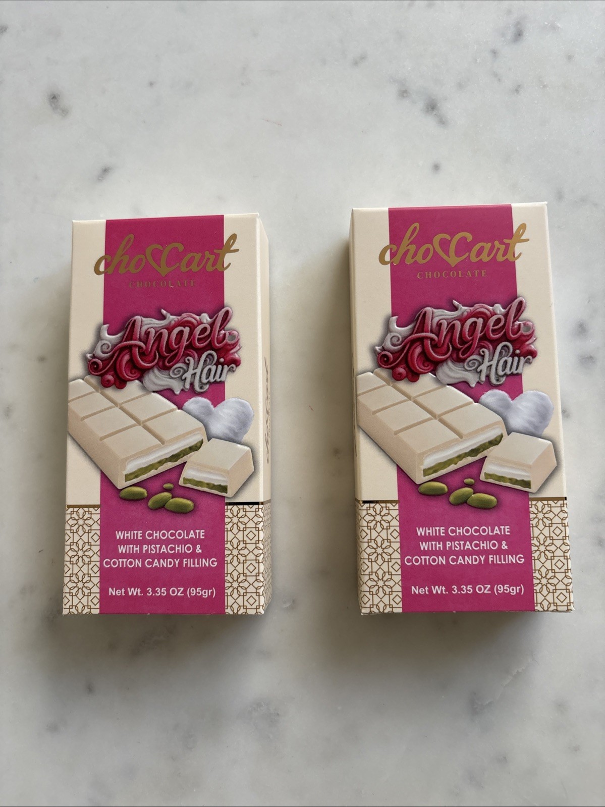 2x Dubai Chocolate Angel Hair White Chocolate Pistachio & Cotton Candy Filling