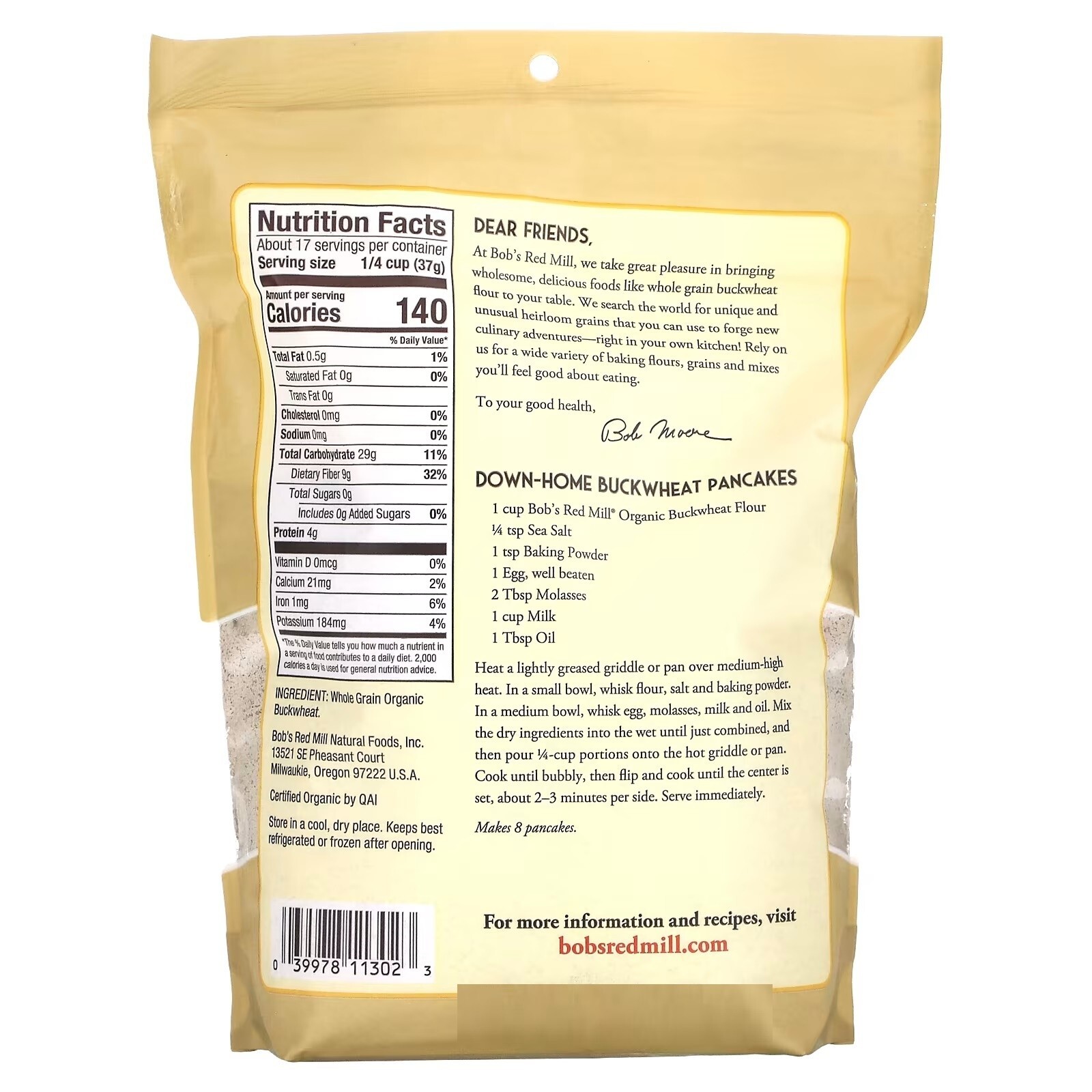 Bob’s Red Mill Organic Buckwheat Flour 22 oz Pkg EXP: 08/2025
