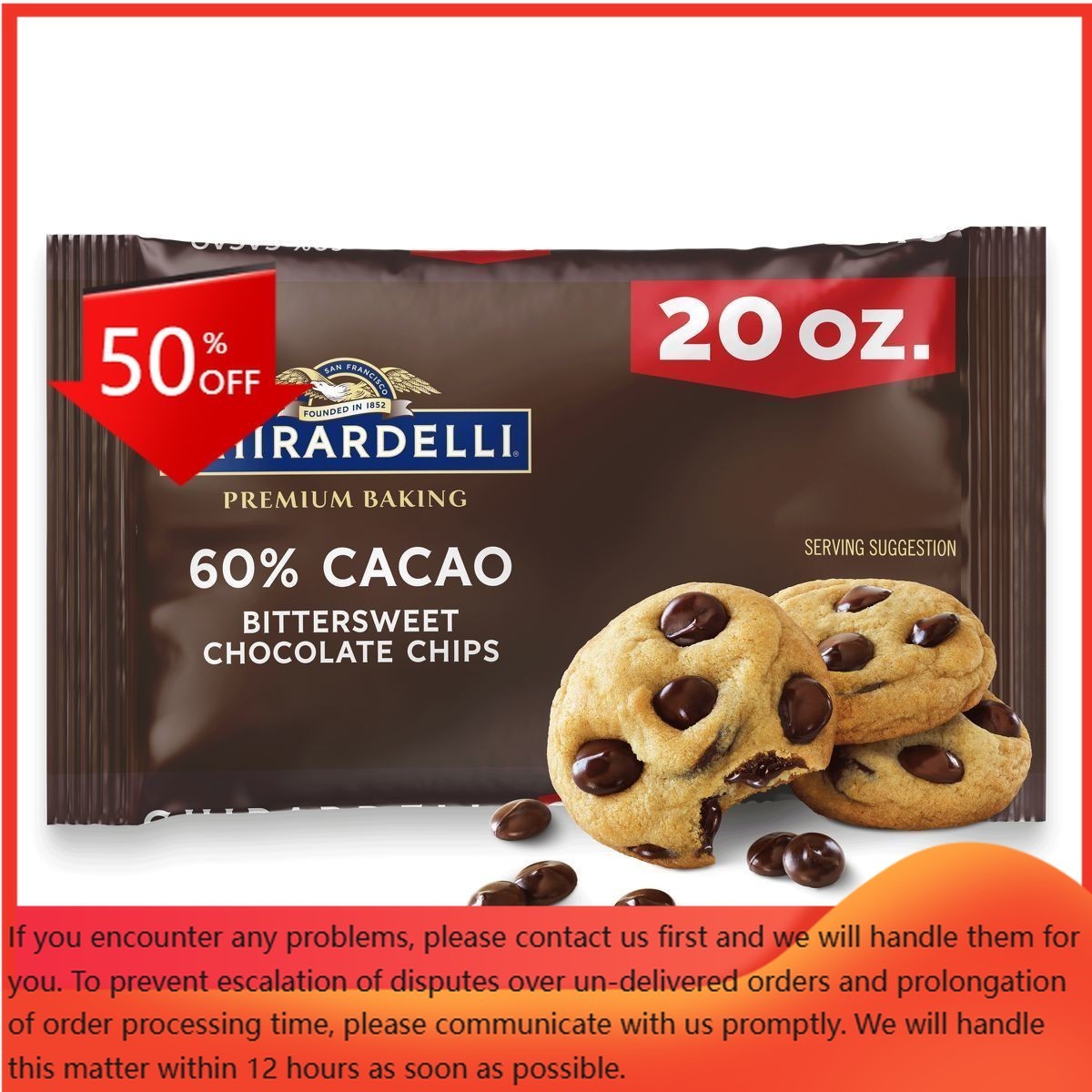 GHIRARDELLI Premium Baking 60% Cacao Bittersweet Chocolate Chips – 20oz