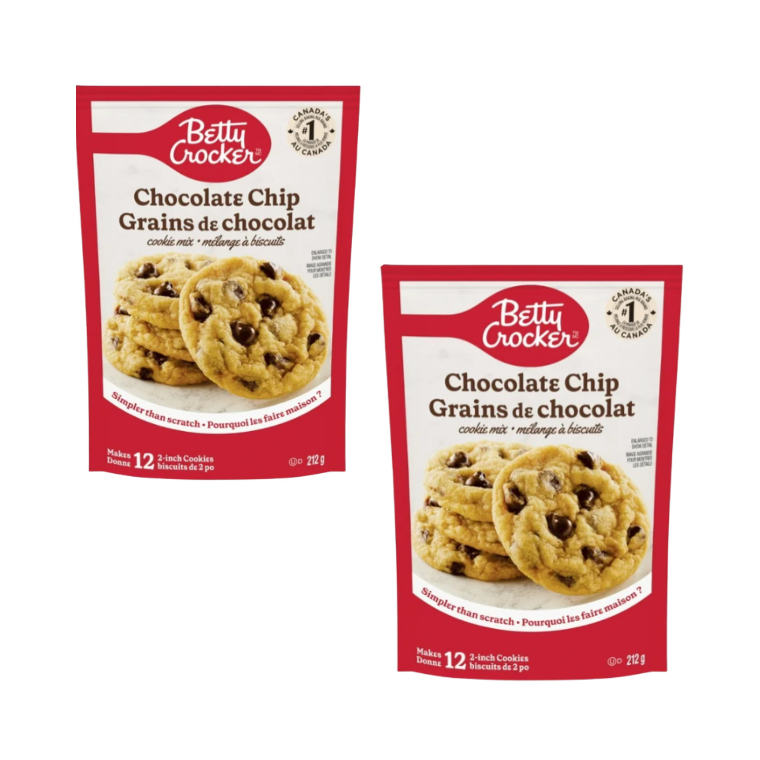 Betty Crocker Cookie Mix Chocolate Chip 212g Sweet Baking Dessert (2 Packs)