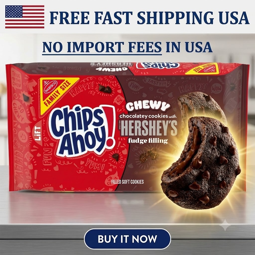 Chips Ahoy Chewy Cookies Hershey’s Fudge Filled 14.85 oz Family Size,Free Ship..
