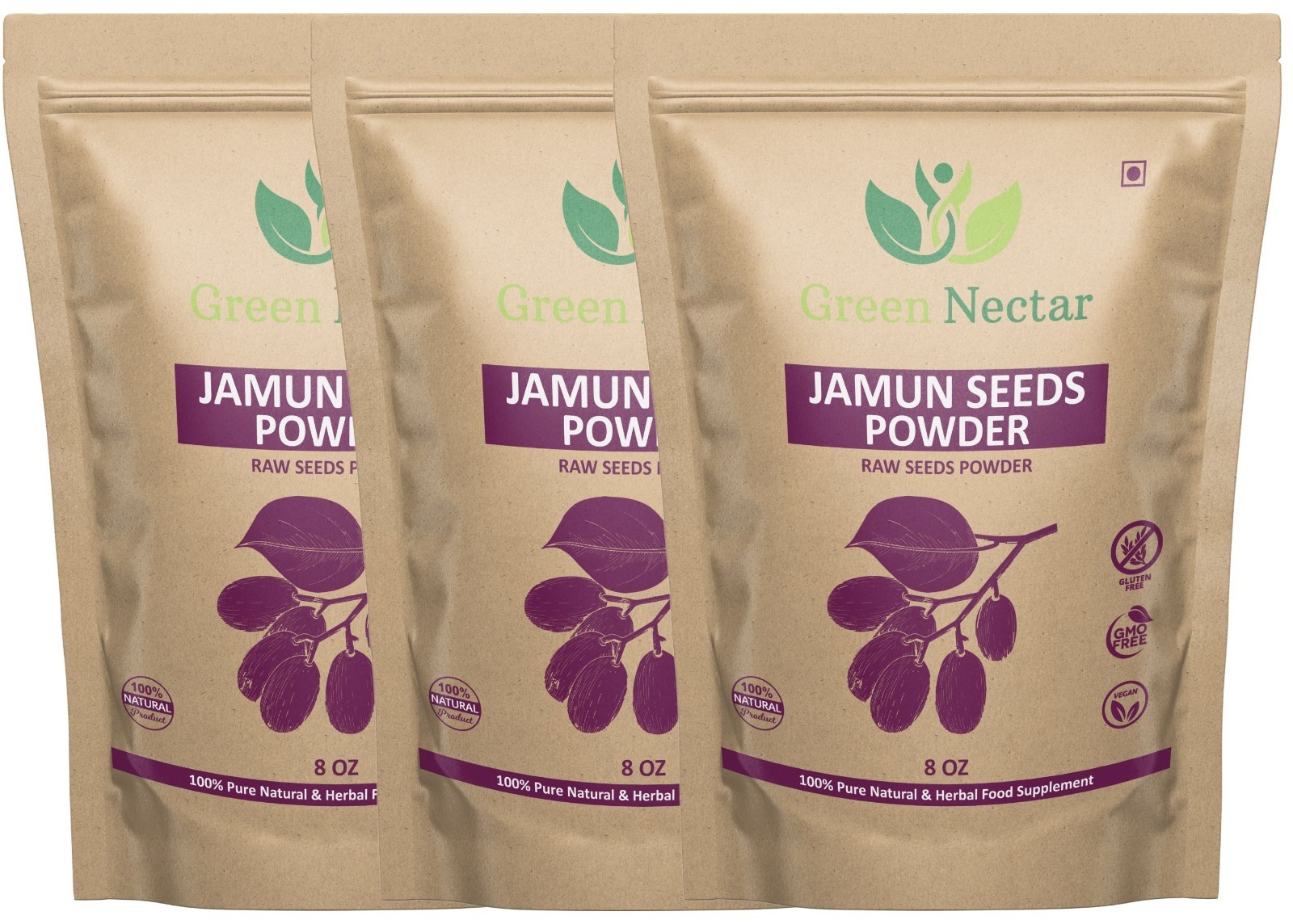 Jamun Seed Powder 8 Ounces(3 pack)| Jambul | Syzygium Cumini | Indian BlackBerry