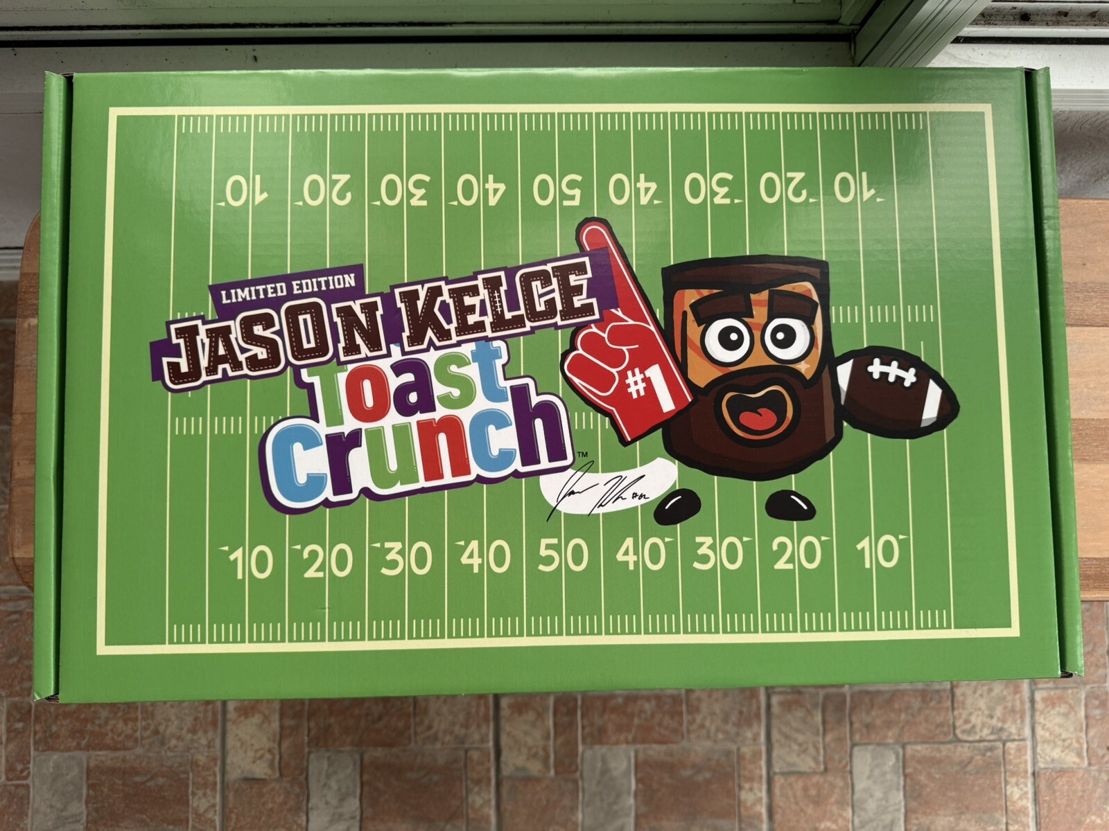 Jason Kelce Toast Crunch Cereal Mega Box + Bowl 27 OZ General Mills IN HAND!!
