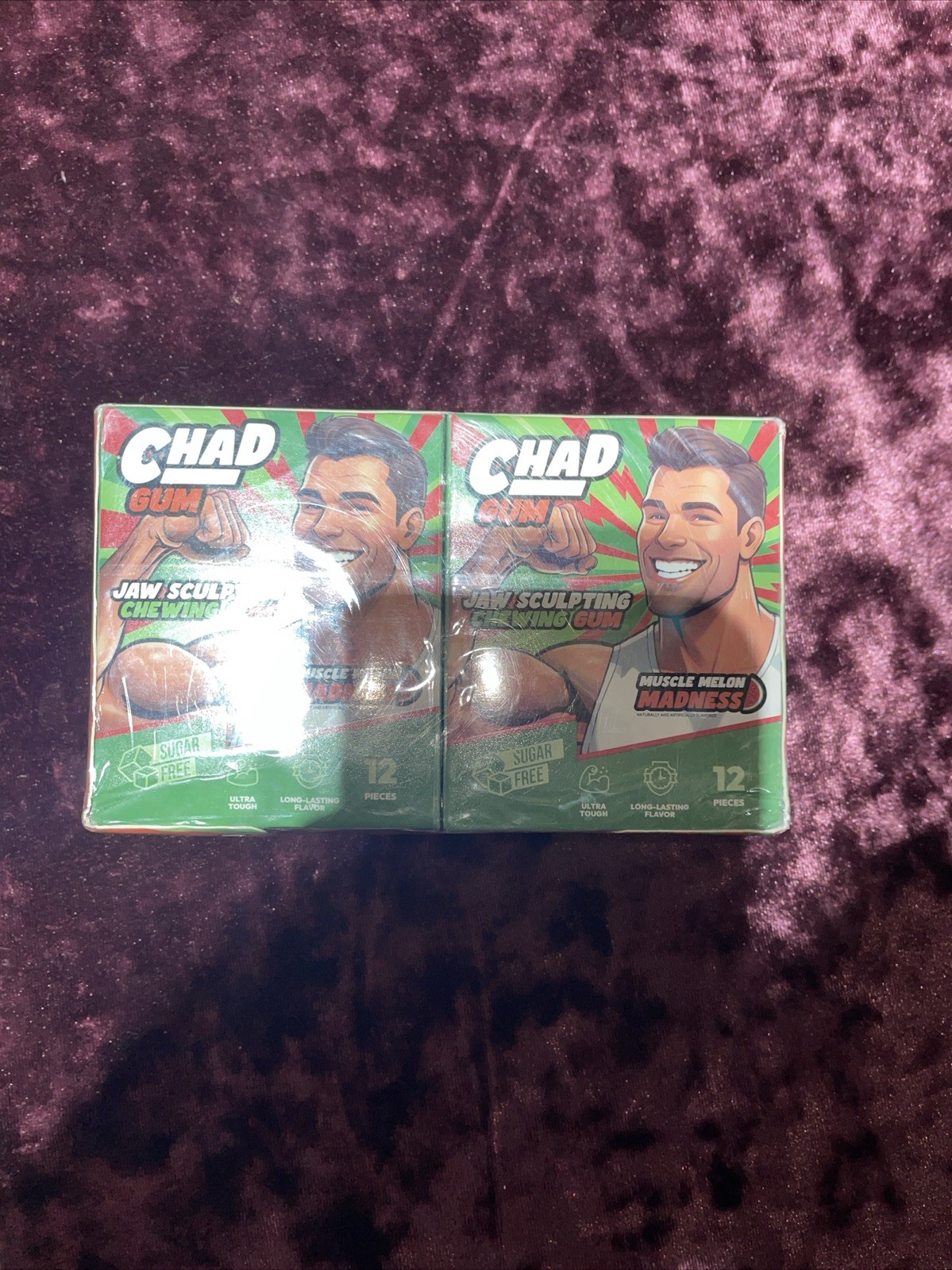 Chad Gum. Jaw Sculpting Chewing Gum, Muscle Melon Madness 10 Packs – 120 Pcs