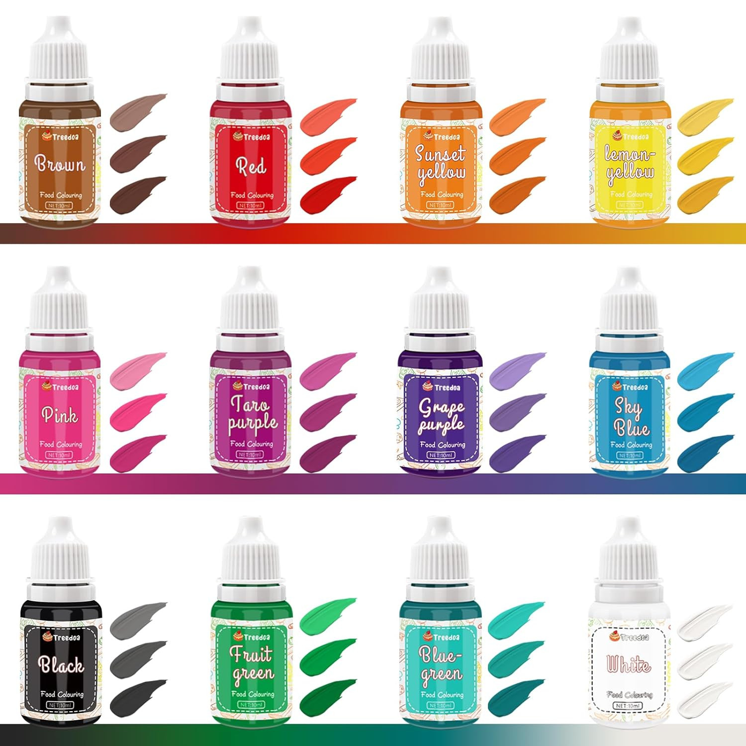 Food Coloring Liquid Set,12 Colors X 10Ml Cake Food Coloring Set for Baking Cak