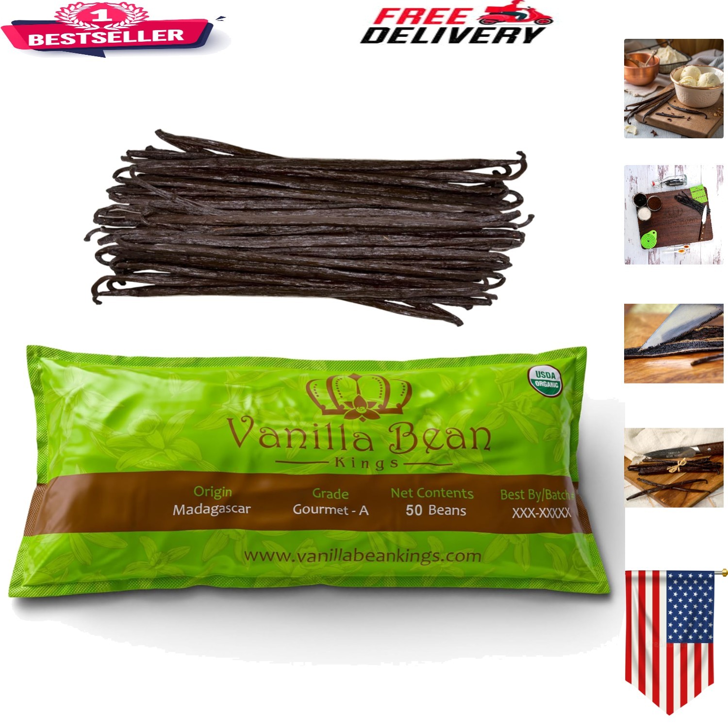 Fresh Gourmet Madagascar Vanilla Beans – 50 Organic Grade A Pods for Extracts