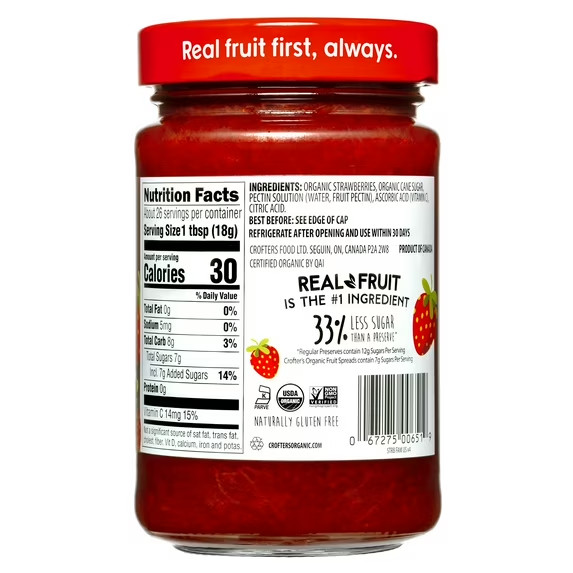 Crofters Organic Strawberry Premium Fruit Spread, 16.5 oz