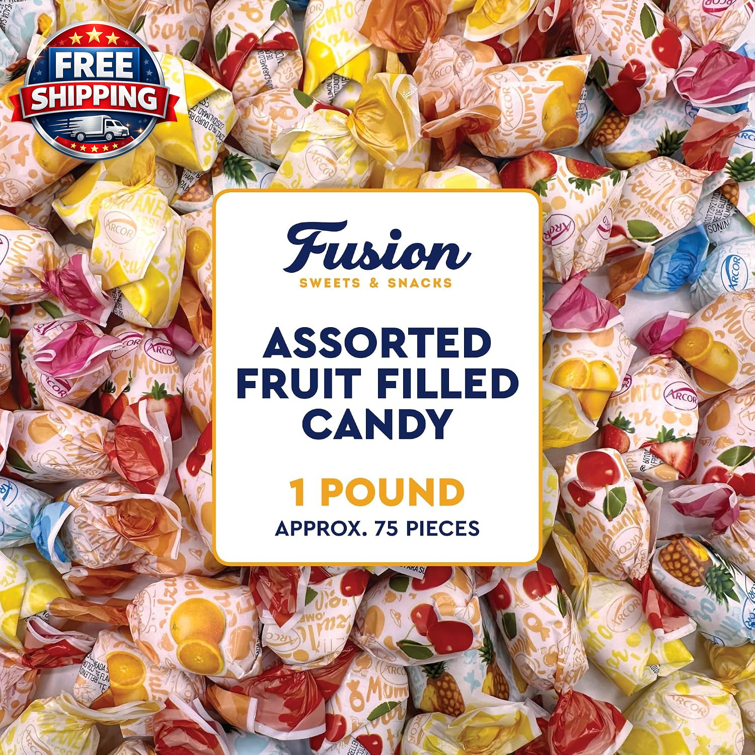 Fruit Filled Candy – Assorted 1 Pound Bulk Bag(Approx. 75 Pieces), Arcor Bon Bon