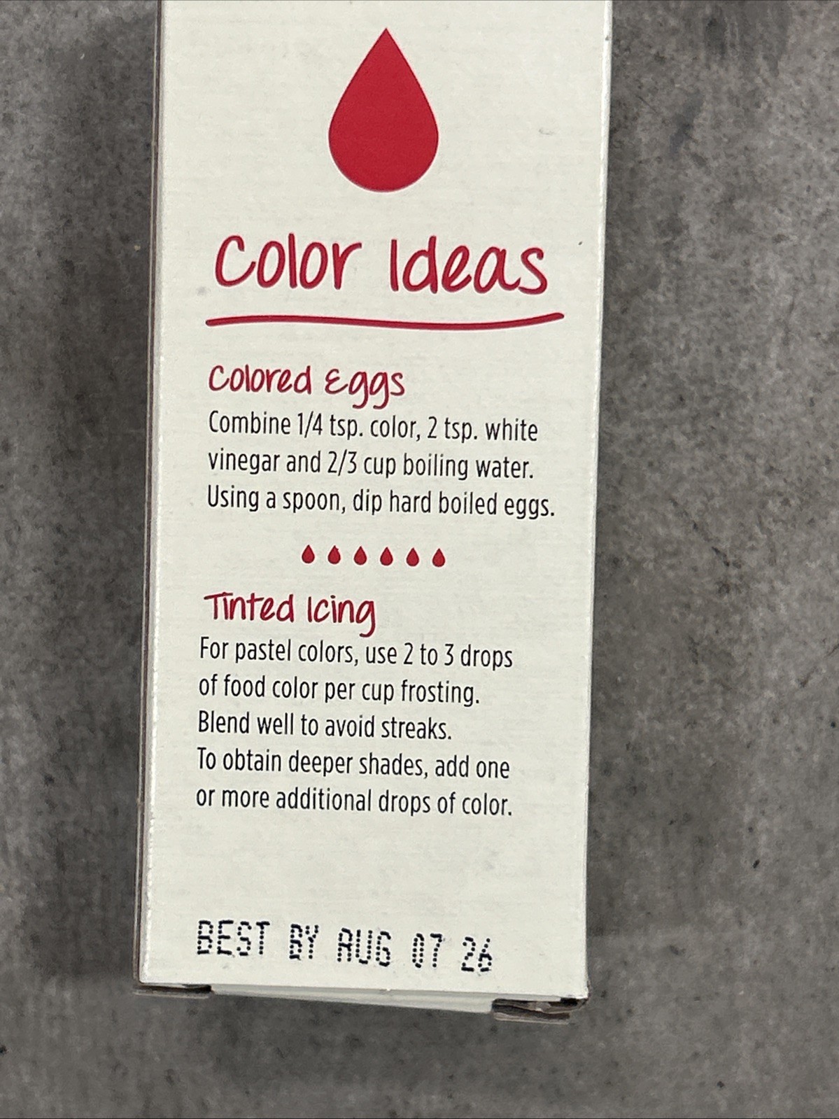 2 bottles Tone’s Red Food Coloring 1 fl. oz. bottle Best by: 08/2026