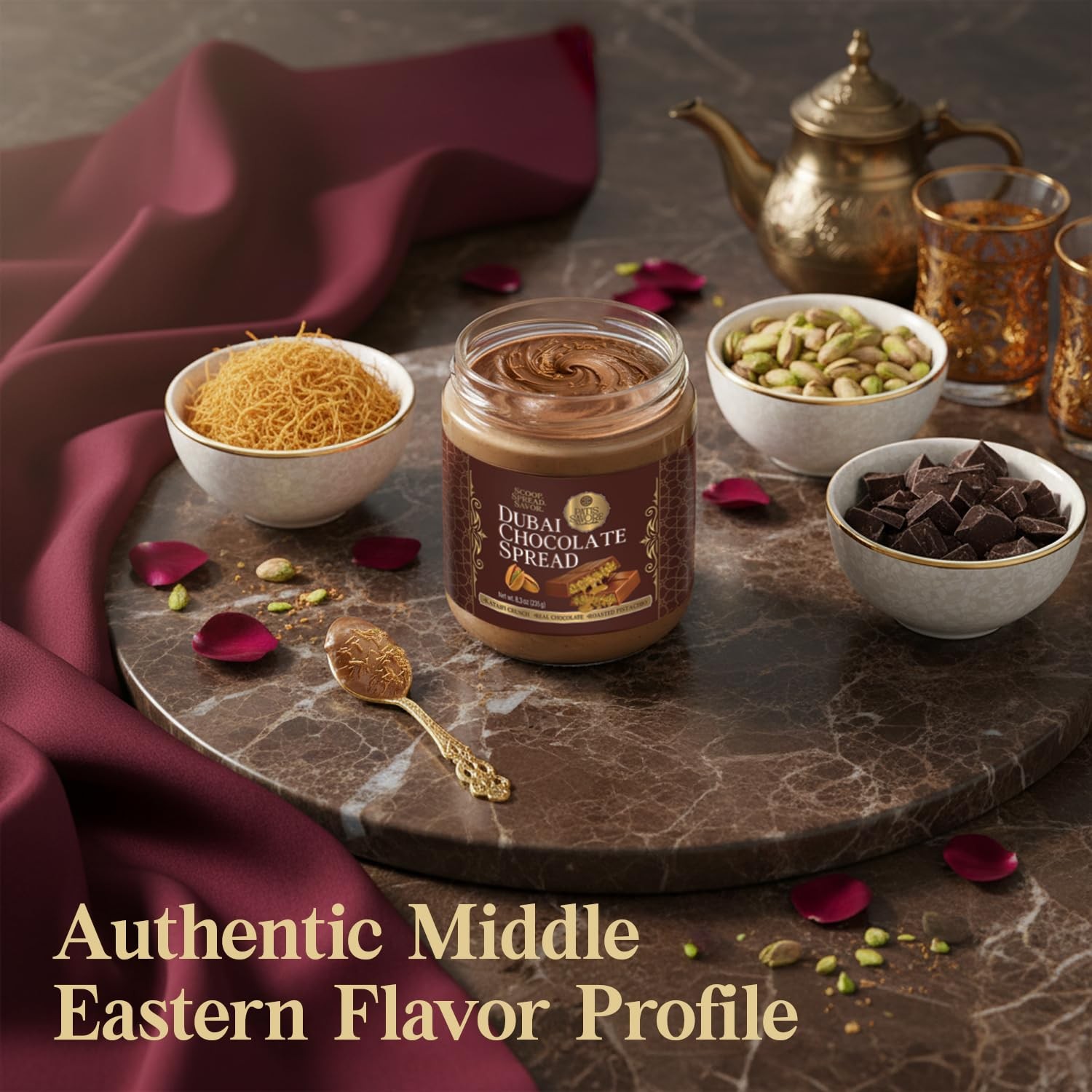 Dubai Chocolate Filling Kataifi Pistachio Cream Gourmet Spread 8.3 oz