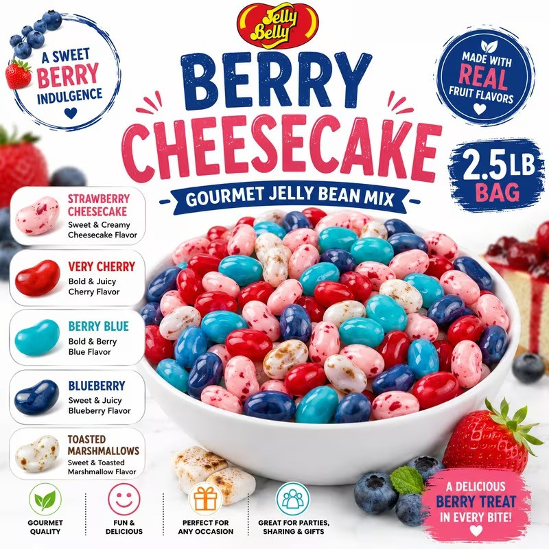 Berry Cheesecake Gourmet Jellybean Mix 2.5lb – Bulk Assorted Fruit Jellybean Mix