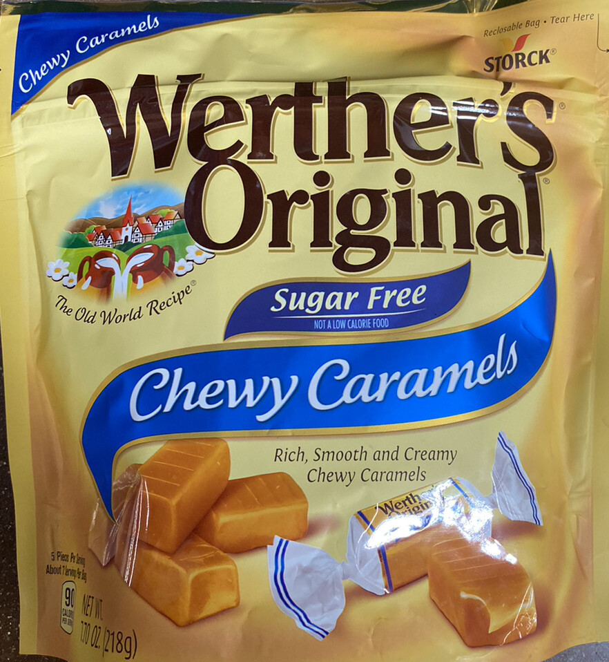 Werther’s Original SUGAR FREE CHEWY CARAMELS Candy Candies 7.7 oz Bag