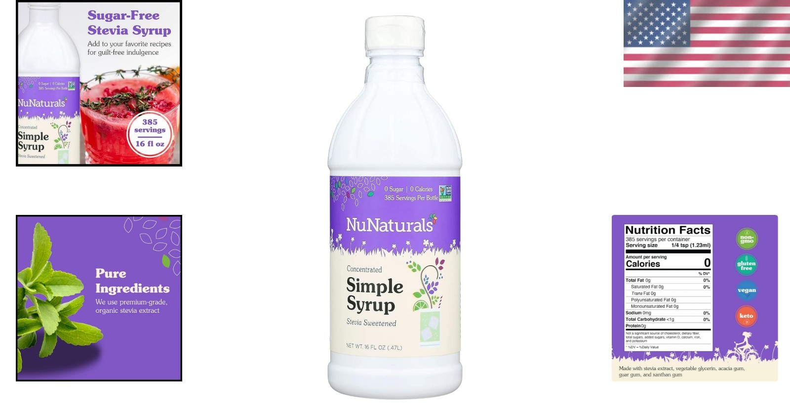 Plant-Based Sugar-Free Sweetener – Stevia Simple Syrup, 16 oz – Pure Indulgence