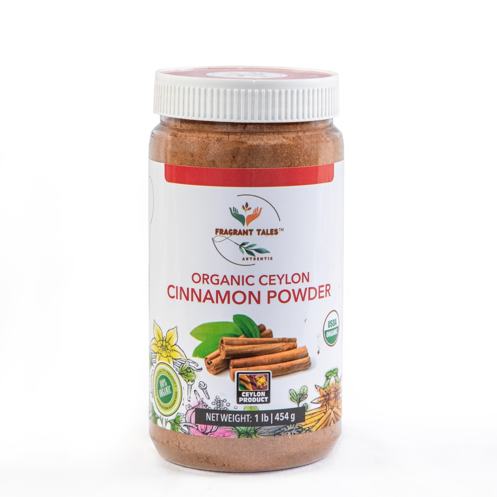 Premium Organic Ceylon Cinnamon Powder, 1 LB (454 grams)