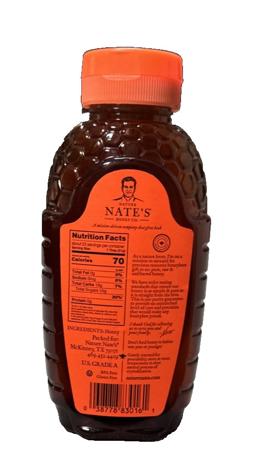 Honey Raw & Unfiltered 100% Pure Nate’s Honey Lot of 4
