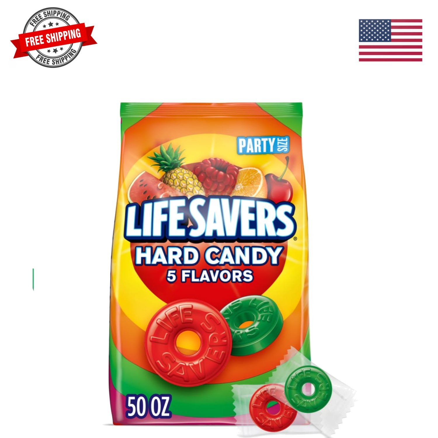 5 Flavors Hard Candy Party Size 50 oz Bag Summer Road Trip Essentials