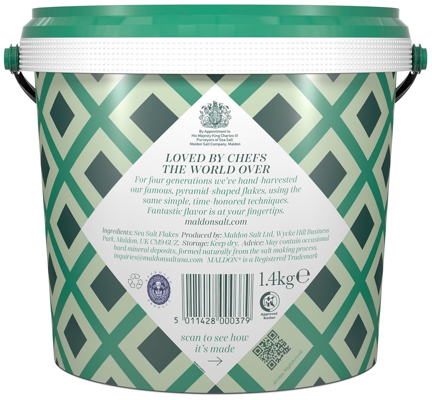 Maldon – Sea Salt Flakes Tub, 3.1 lb (1.4kg) – Unique Pyramid Shaped Salt…