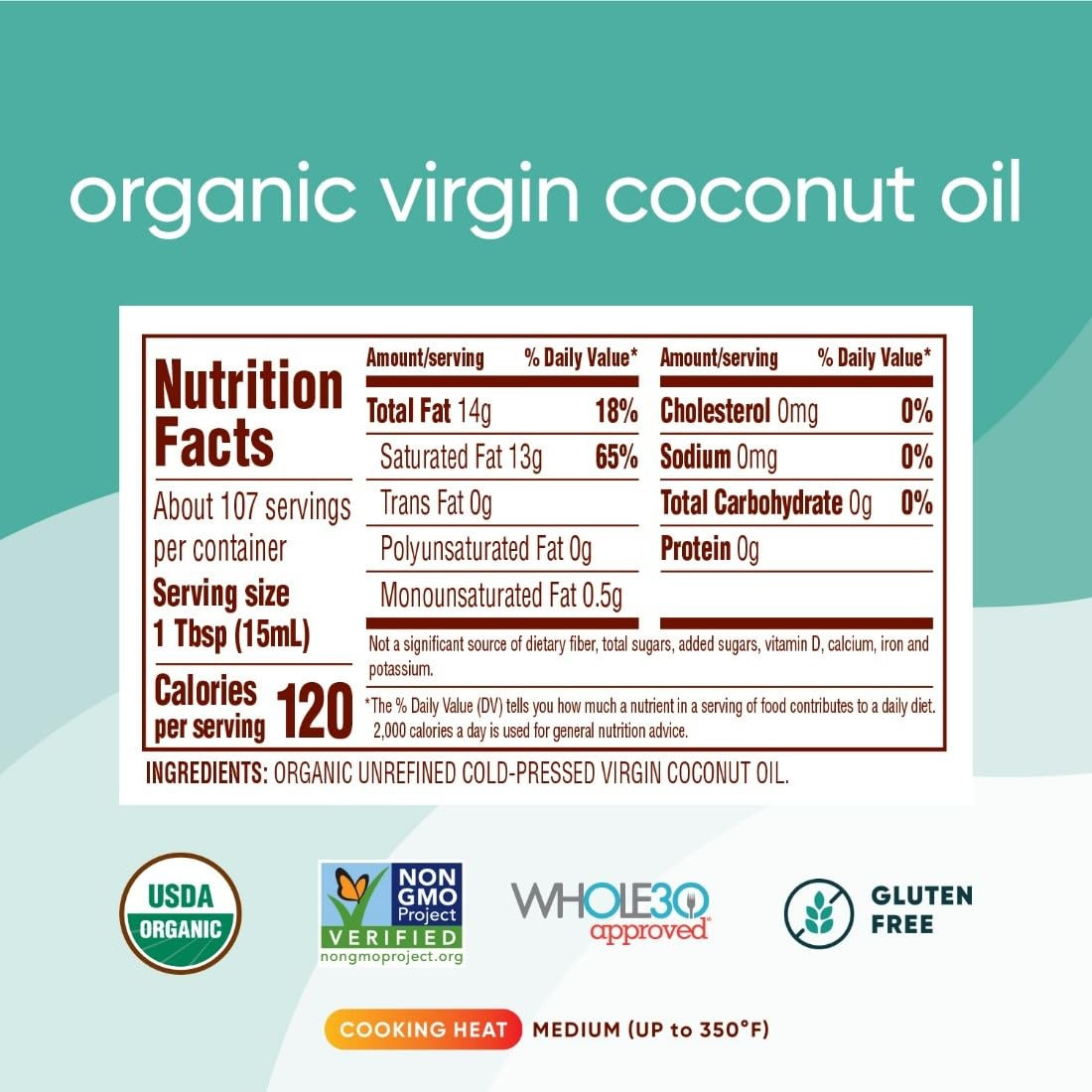 , Aceite de coco orgánico, 54 onzas líquidas