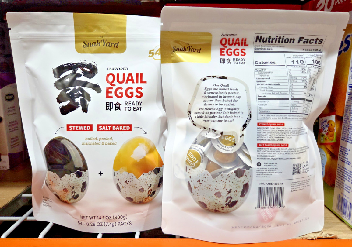 The SnakYard Quail Eggs Stewed & Salt Baked 14.1oz 400g (2 Bags)