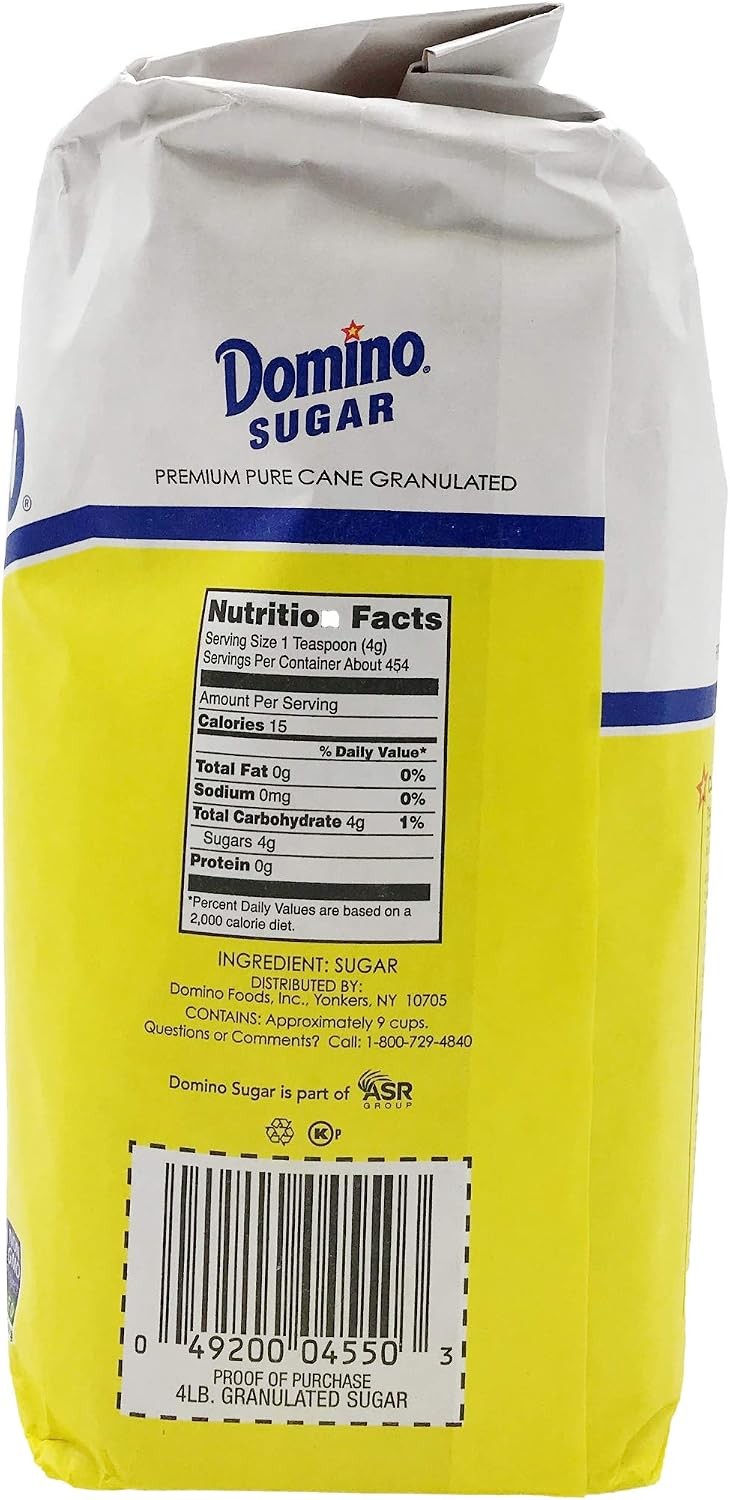 Domino, Granulated White Sugar, 4 lb (Pack of 2)
