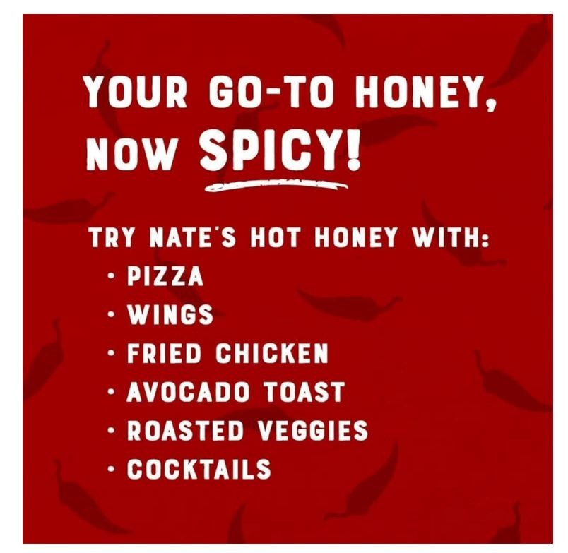 Nate’s Hot Honey 100percent Pure Honey,Habanero Chili Pepper Flakes,16 fl oz.