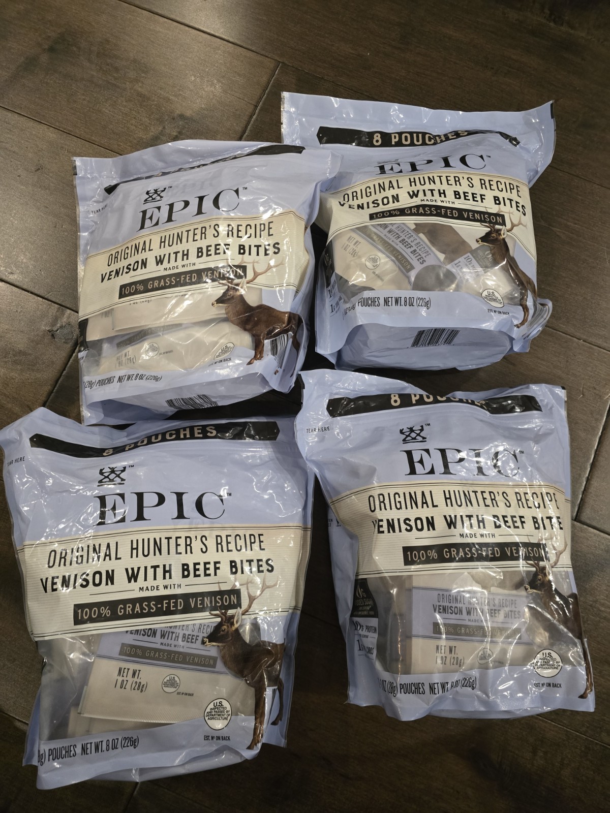 EPIC Venison Beef Jerky Bites 4 Pack Grass Fed Protein Snack Keto Paleo 8oz