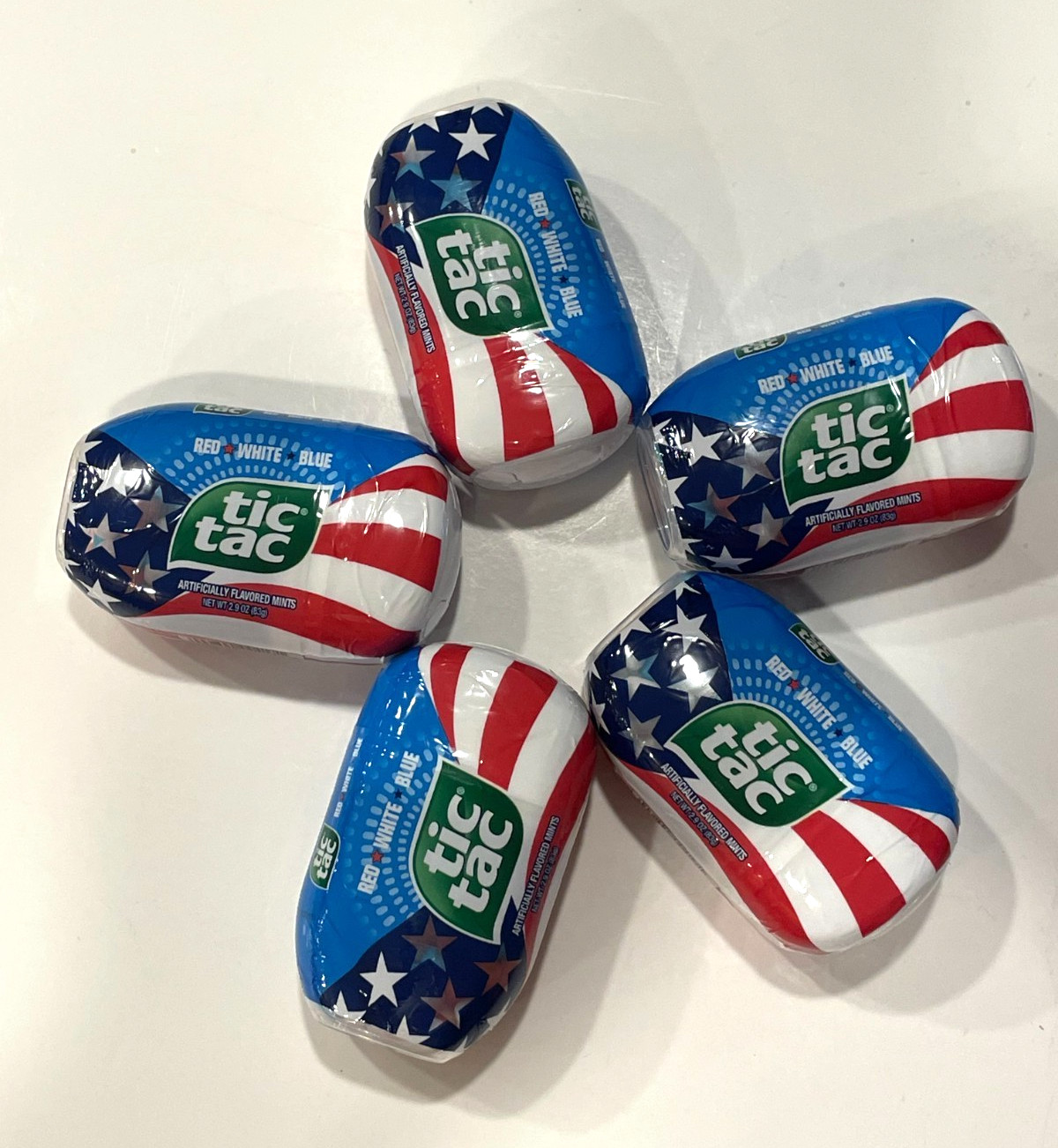 5 x Tic Tac Red White and Blue 250th Anniversary USA Each 2.9oz Free Shipping