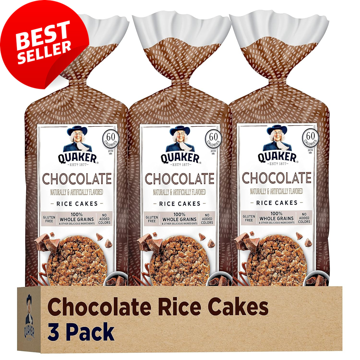 Large Chocolate Rice Cakes, 7.23oz (3 Pack), Gluten-Free, Whole Grain