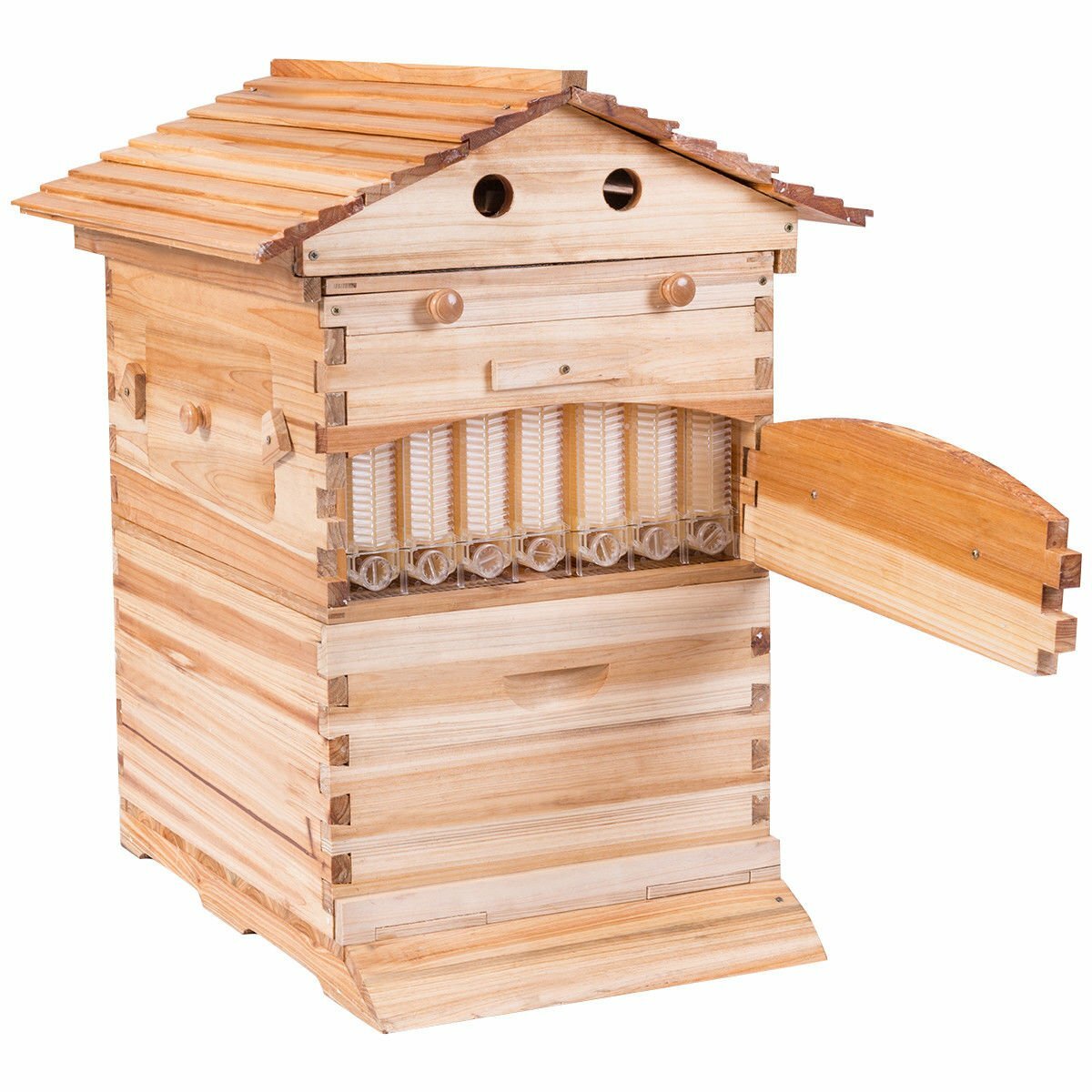 Cedarwood Beekeeping Auto Beehives House + 7PCS Auto Honey Bee comb Hive Frames
