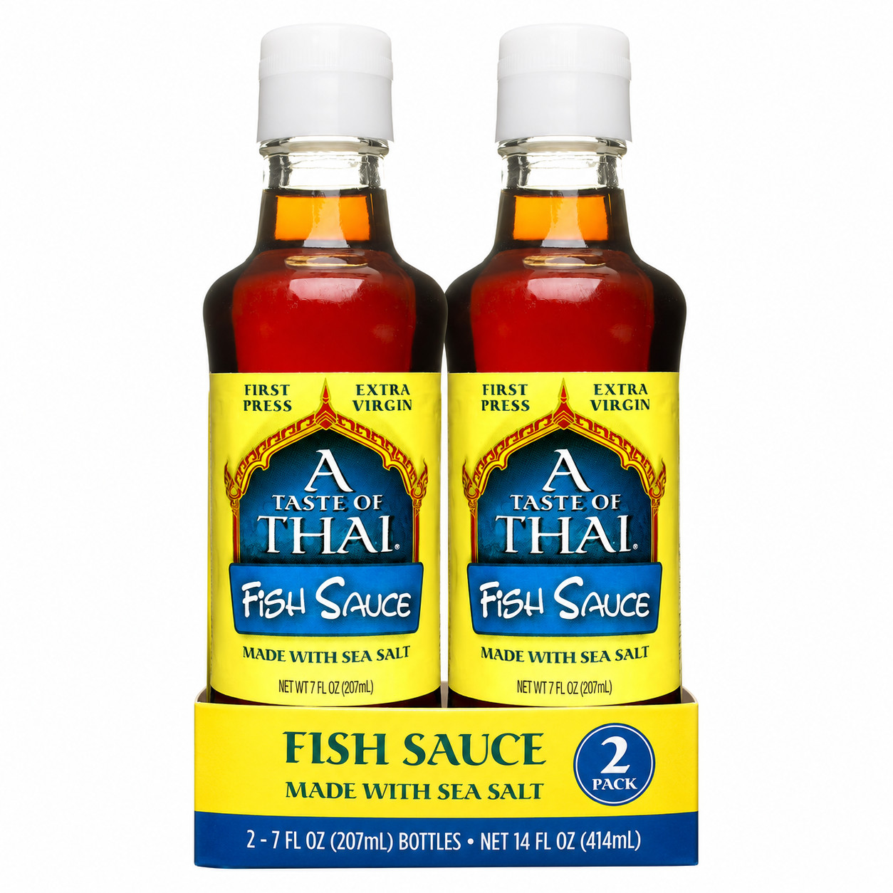 Pack of 2 Premium Fish Sauce with Sea Salt, First Press Formula, 7 fl oz Bottles