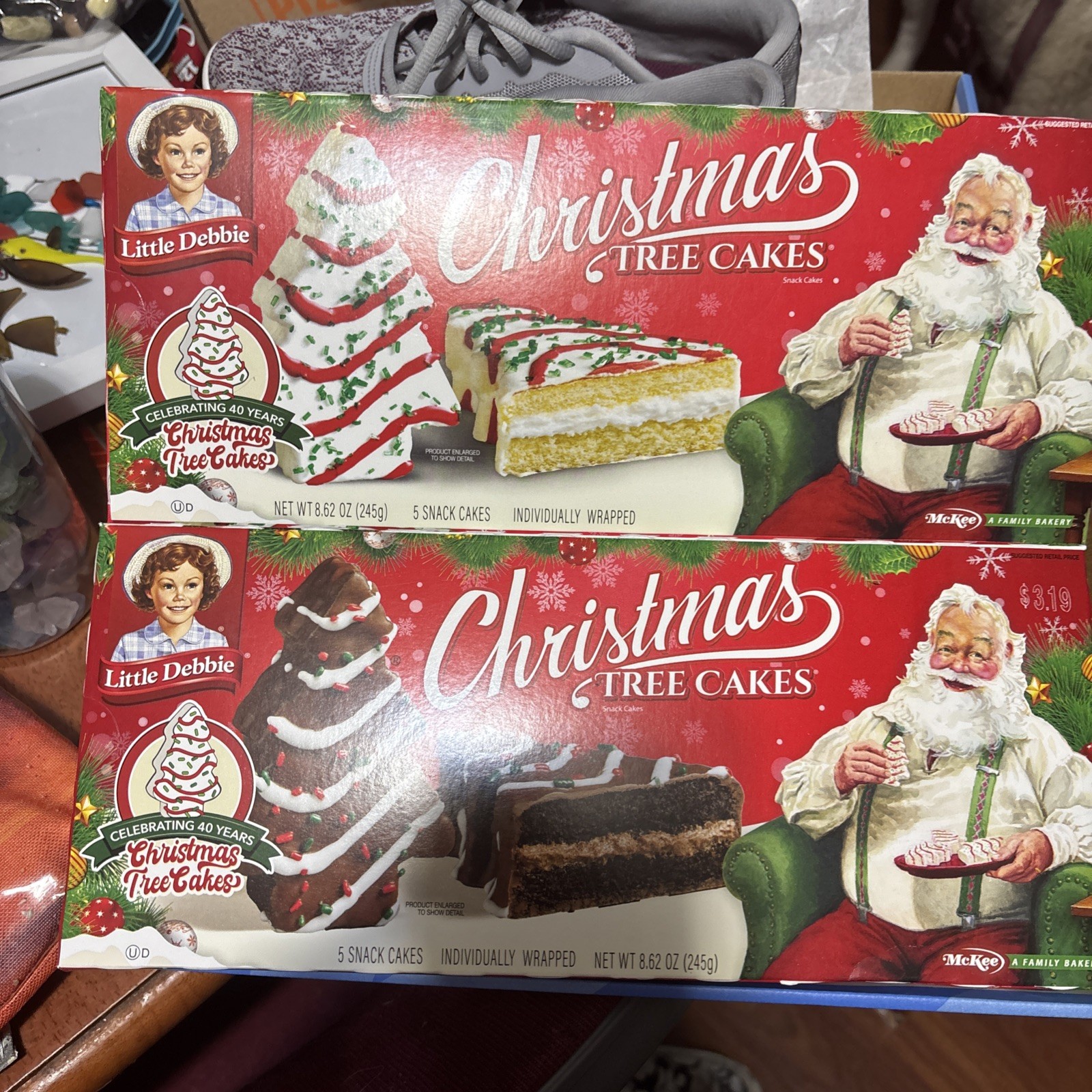 Little Debbie Christmas Tree Snack Cakes Unopened Boxes 1 Box Chocolate 1 White