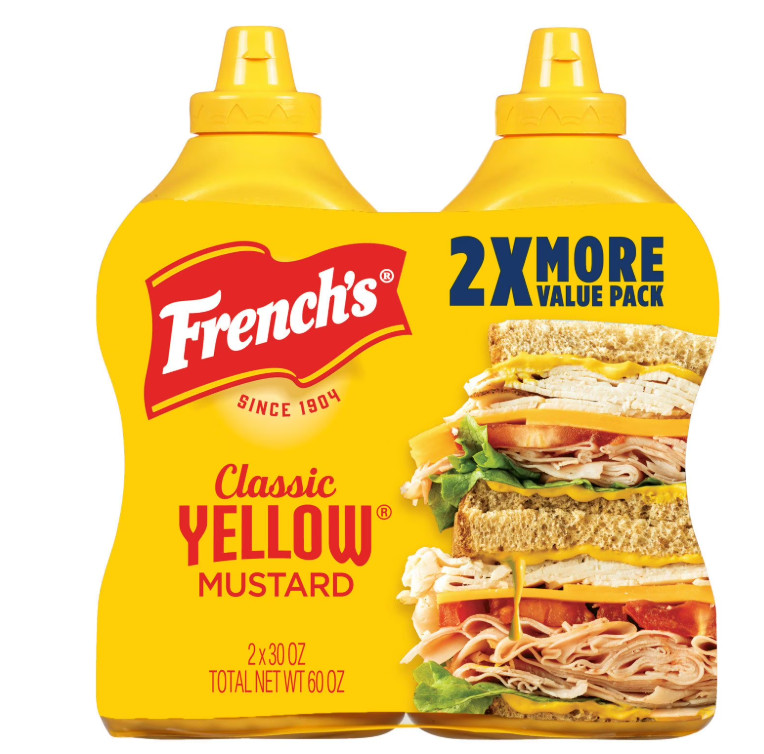 French’s Classic Yellow Mustard 100% Natural 30 oz 2 Pack Squeeze Bottles