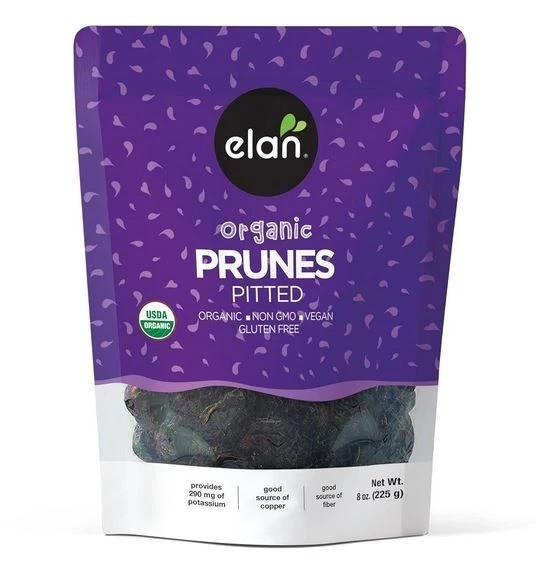 Elan Organic Pitted Prunes, 7.9 oz, Natural Dried Fruit, No Sugar Added,
