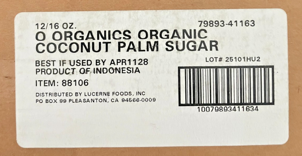 ORGANICS COCONUT PALM SUGAR CERTIFIED ORGANIC 12/16oz. SOLD BY THE CASE ONLY