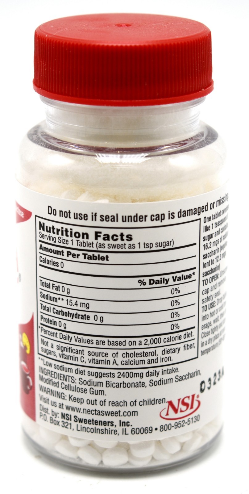 1000-Tablet Bottle 1/4 Grain Necta Sweet Saccharin Tablets NectaSweet