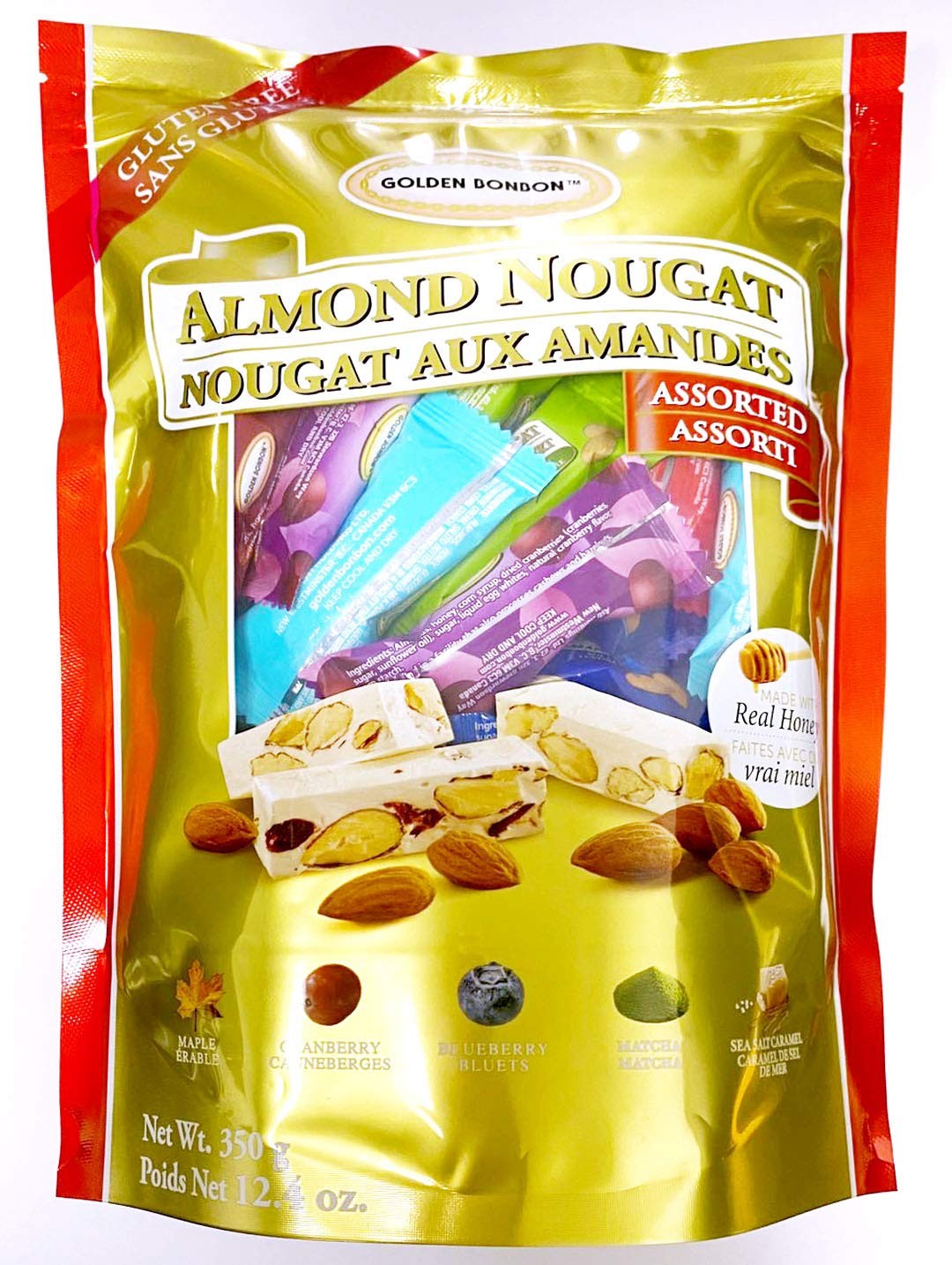 Assorted Almond Nougat Candy – Gluten-Free, 6 Flavors, Soft & Crunchy 350g