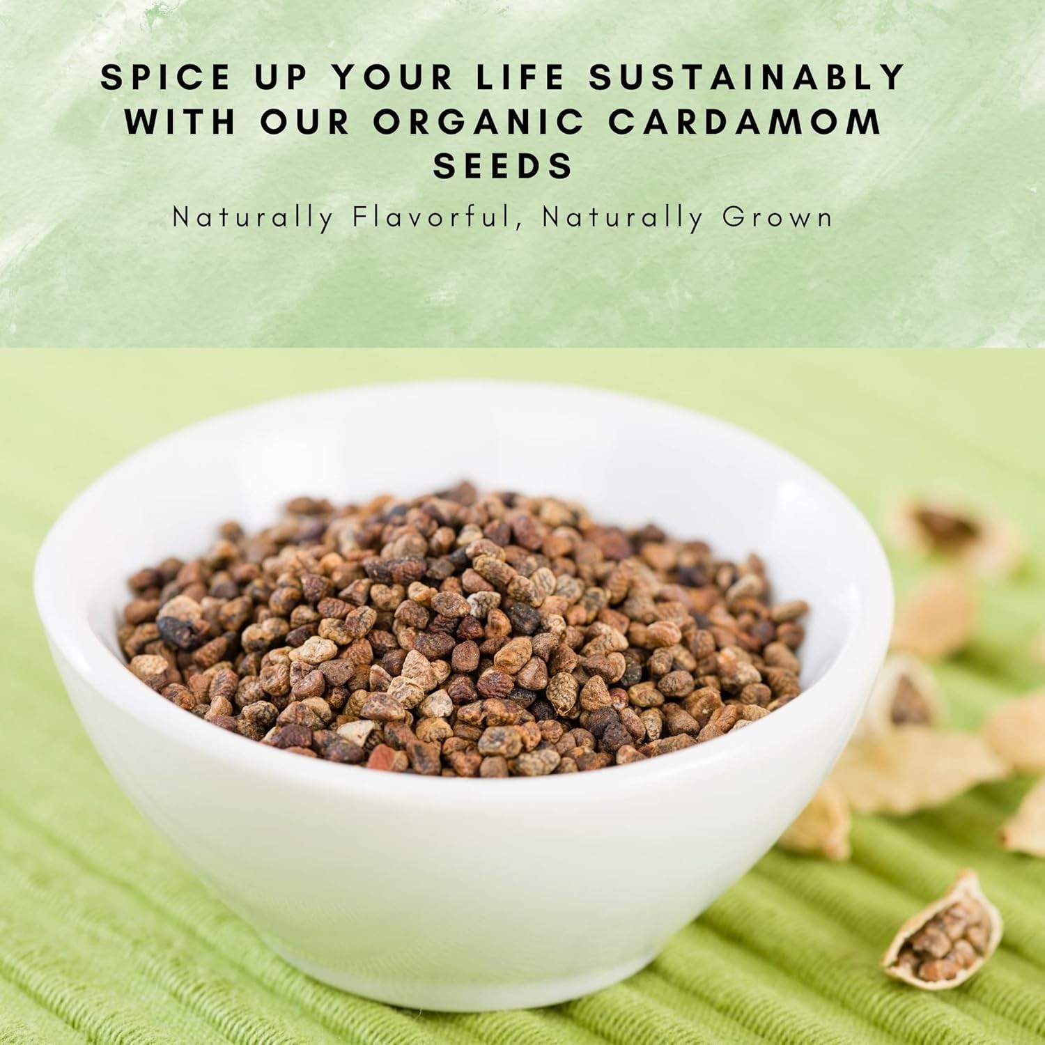 Organic Cardamom Seeds Decorticated 4 oz – Aromatic Spice for Tea & Cooking