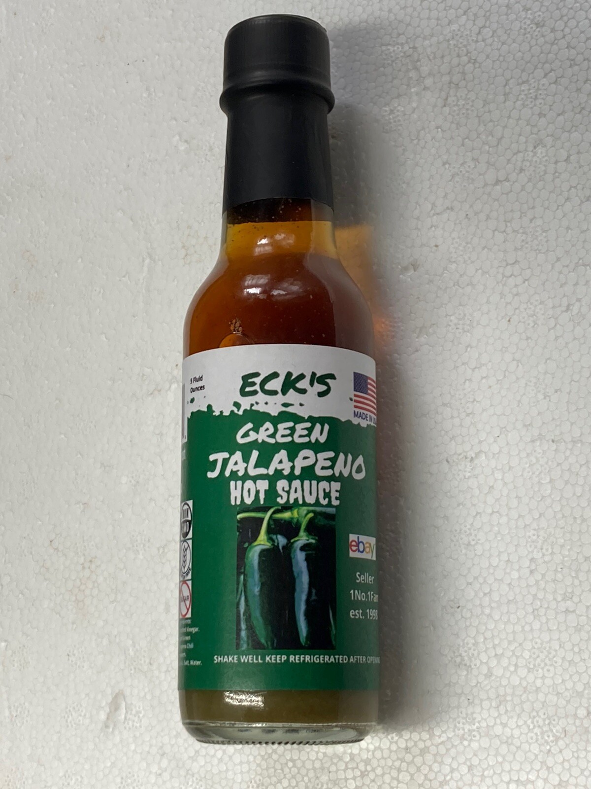 ECK’S GREEN JALAPENO Hot Pepper Sauce 5 oz Bottle MONONGAHELA PA Great on Salads