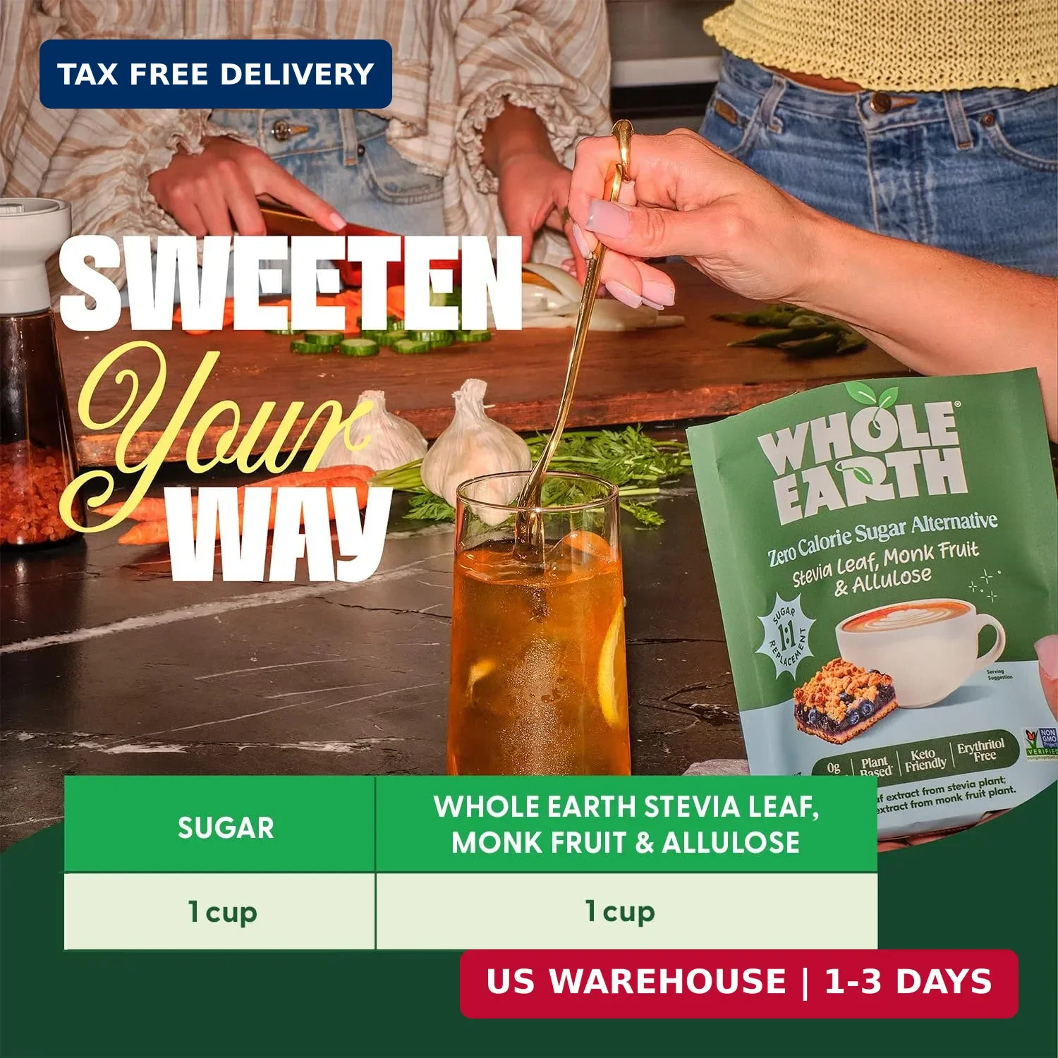 Whole Earth Zero Calorie Allulose Sweetener, Zero Calorie Sugar Substitute, Keto